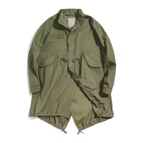 American Retro Spring Style Overcoming Fishtail Windbreaker Parka Long Loose Coat Jacket Men's Sprin