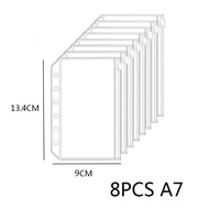 8PCS PVC Binder Pocket Cash Envelopes A5 A6 A7 Zipper Folders Pouches Money Organizer Budget Documen
