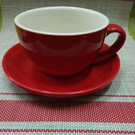 300ml Red colour latte thick cup & saucer