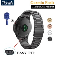 For Garmin Fenix 7 Fenix 7X Fenix 6X Pro 6 5 Plus Metal Quick Release Strap Forerunner 935 945 Stainless Steel Strap