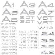 Car Trunk Sticker 3D ABS Chrome Silver 2.0 2.5 3.0 4.0 5.0TDI 30 35 40 45 50 55 TDI For Audi A1 A3 A