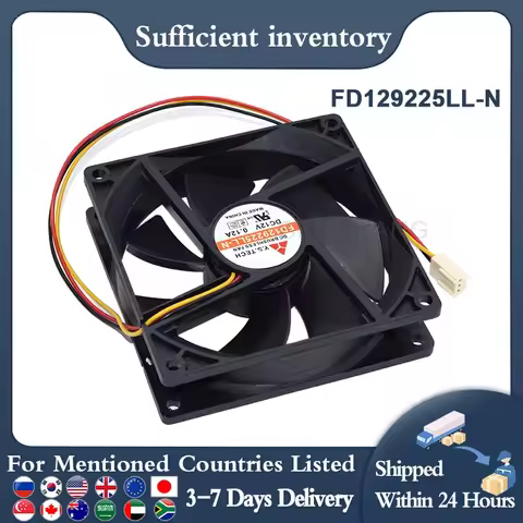 New 90x90x25mm 3Pin FD129225LL-N DC12V 0.12A Server Cooling Fan