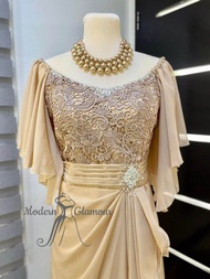 MOCHA COLOR MOTHER OF THE BRIDE GROOM NINANG PRINCIPAL SPONSOR FORMAL EVENT GOWN