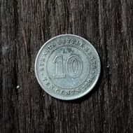 Koin perak Victoria Queen 10 cents Straits Settlements 1896