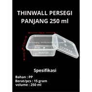 [25Set] THINWALL Rectangular 250ml + Lid Plastic Box dessert container 250 ML