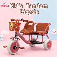 HANMAC Kids Bicycle Twin Tricycle Bike 2 Seater 3 Rubber Wheels for 2-6 Years Twin Bike