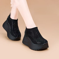 【Increase Height by 8cm】Platform Sports Shoes for Women Thick Bottom Casual Rubber Dad Shoes Breatha