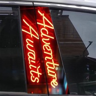 2pcs Neon Light Letters Car Center Pillar Sticker B-pillar Protective Film