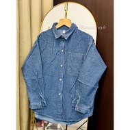 KEMEJA AN24 - SHIRT STRIPEWanita PREMIUM DENIM MATERIAL LD124/ 70cm