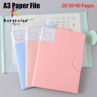 KANGNAI 1Pcs A3 Paper File Folder, Picture Album Student Stationery A3 Document Bag, 20/30/40 Pages 