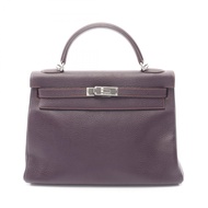 【二手】愛馬仕 Kelly 32 手提包，紫色皮革，內縫線，女士，二手 B