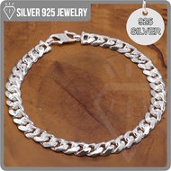 Sterling Silver 925 Bracelet Cuban Chain &amp; S-Hook Clasp Fashion Men Curb Bracelet Gelang Tangan Lelaki Bangle Perak 925