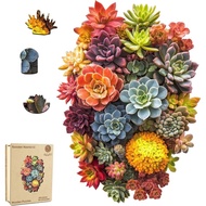 Delobi Succulent Waterfall Wooden Puzzles, 200 Pieces Jigsaw Puzzles 12.6'' x 9'', Unique Design Woo
