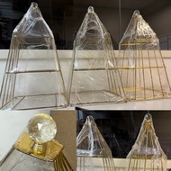 水晶球頂金色下午茶三層金屬架 crystal ball top gold color afternoon tea set metal frame