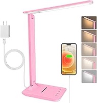 Jumoking Desk Lamp LED Dimmable Eye Protection, Desk Lamp with 5 Colours and 5 Brightness Levels, Ta