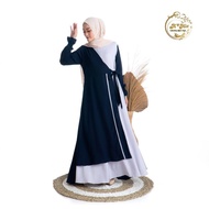 LOL184- Azwa Maxi Amie Navy Fashion Muslim Gamis Wanita Casual Dress K