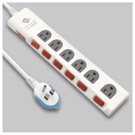Weidian Overload Power-Off 7 Open 6-Seat Power Cord Set Extension CK3761 125V 15A Easy Pull Thin Plu
