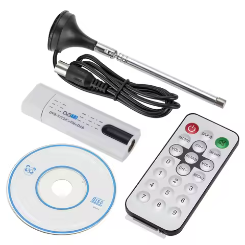 Digital Antenna USB 2.0 HDTV TV Remote Tuner Recorder&Receiver for DVB-T2/DVB-T/DVB-C/FM/DAB for Lap