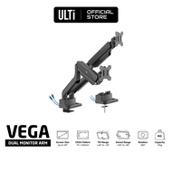 ULTi Vega Heavy Duty Dual Monitor Arm with USB 3.0 Ports Compatible with 34 38 43 49 Inch Ultrawide &amp; OLED Monitors