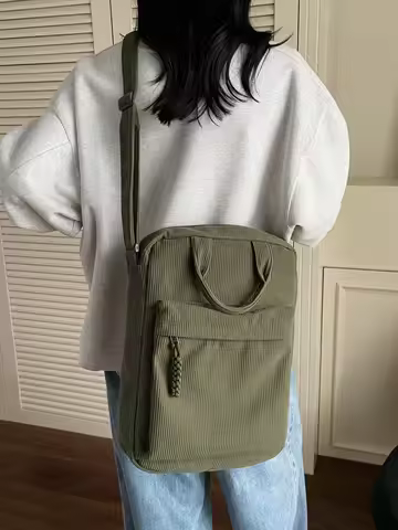 Corduroy Portable Laptop Shoulder Bag 13.3 14 15 Inch Girl Crossbody Bag Korean Commuting Messenger 