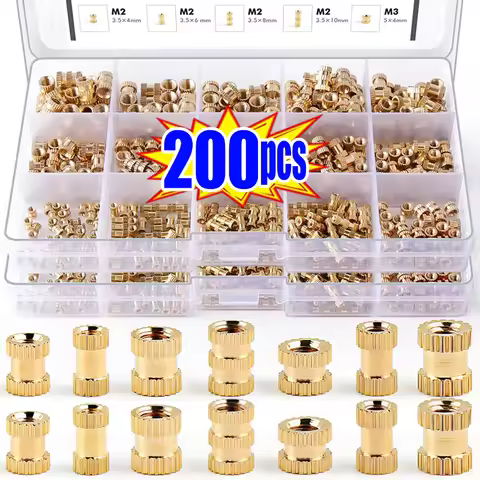 Brass Threaded Inserts Nut Kit M2 M2.5 M3 M4 M5 Hot Melt Heat Knurled Embed Injection Brass Insertnu