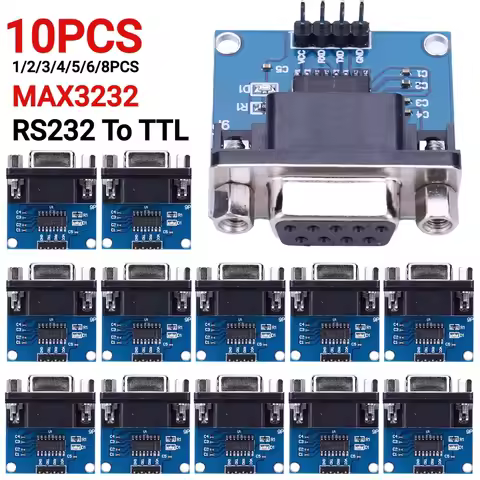 1-10PCS MAX3232 RS232 to TTL Serial Port Converter Module TX RX VCC GND Female DB9 Connector 3.3V-5.