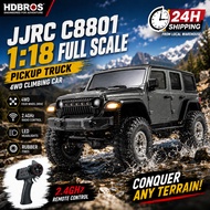 HDBROS 1:18 Full Scale JJRC C8801 Pickup Truck 2.4G RC 4WD All Terain Climbing Car With LED For Kids