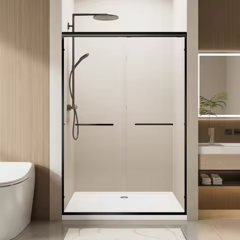 SH.KL 56-60 Inches W x 72 Inches H Bathroom Shower Door, 6mm Tempered Glass Bathroom Door, Aluminum 