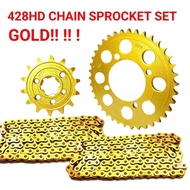 Y15ZR 132L 428 SPROCKET SET GOLD HTM 428 CHAIN SPROCKET SET Y15 ZR FZ150