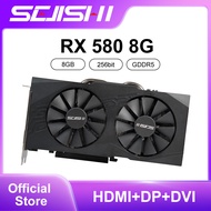 SEJISHI RX 580 8GB Video Card GDDR5 256Bit 2048SP Graphics Card GPU AMD Radeon RX580 8G Gaming Card 