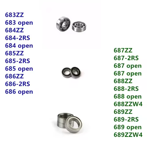 100pcs miniature bearing 683ZZ 683 684ZZ 684 685ZZ 685 686ZZ 686 687ZZ 687 688ZZ 688 688ZZW4 689ZZ 6