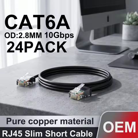 24 Pack Slim RJ45 UTP Network Cord 10Gbps Cat 6 Patch Cable for NAS PS5 Patch Panel to Switch Flexia