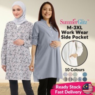 SummerGlitz Maternity &amp; Nursing Half Button Blouse PLUS Size Dress | Baju Mengandung Menyusu Muslimah Blause Pregnant