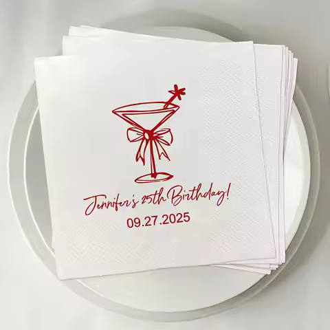 Custom Birthday Cocktail Napkins Personalized Milestone Celebration Napkin Party Decor 25th, 30th, 4