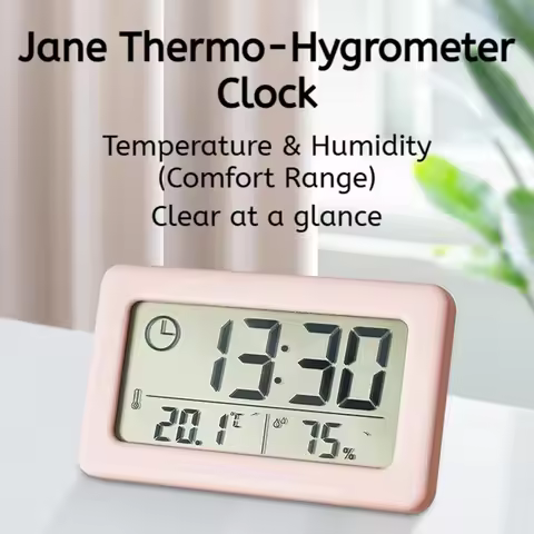Mini Digital Clock Electronics Thermometer Hygrometer Mini Watch Portable Desktop Clock 12/24H Batte