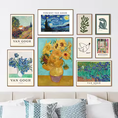 1pc frameless Canvas painting Van Gogh Matisse Picasso William Posters Prints Abstract Canvas Painti