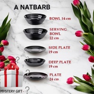 IKEA NATBARB TABLEWARE BLACK GLASS PLATE & BOWL / BLACK DINNER PLATE / GLASS PLATE