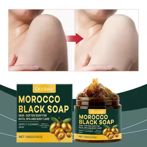 Natural Morocco Black Soap Dead Skin Remover Body Scrub Purifying Deep Cleansing Gentle on All Skin 