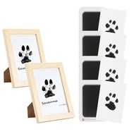 4-Pcs Paw Print Kit + 2 Photo Frames, Mess-Free Paw Print Ink Pad for Dogs & Cats,  Clean Touch Ink 