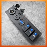 Car Dashboard panel switch led usb charger dc port VOLT meter dc outlet power socket. universal car 
