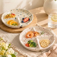 211 Ceramic Compartment Plate Cartoon Three Compartment Plate Fat-Reducing Compartment Plate One Set