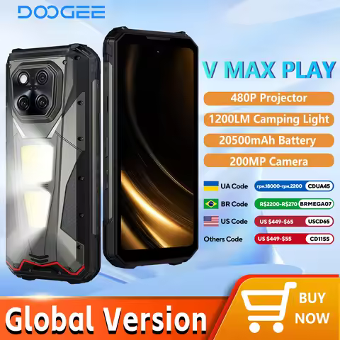 DOOGEE V MAX PLAY 5G Projector Rugged Phone 16GB 512GB Dimensity 7300 6.78" 120Hz Dual Camping Light