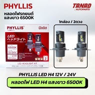 หลอดไฟ H4 LED (12V / 24V) 23W แสงขาว 6500K 1กล่อง/2ดวง PHYLLIS ติดตั้งง่าย เปลี่ยนแทนหลอดเดิมได้เลย