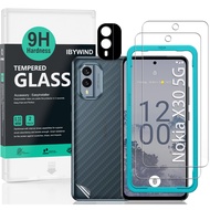 IBYWIND Tempered Glass Screen Protector For Nokia X30 5G(2Pcs),1 Camera Lens Protector,1 Backing Carbon Fiber Film,Easy Install