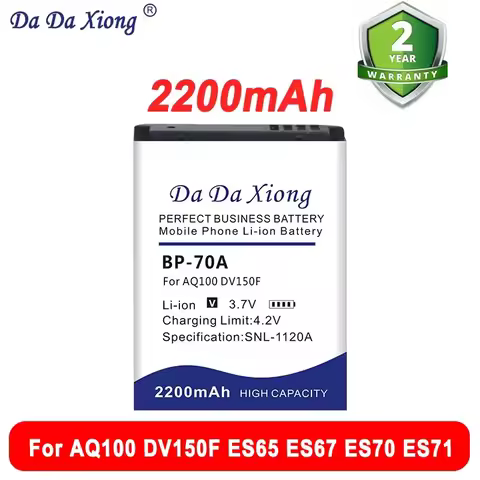 New 2200mAh BP70A BP-70A Bateria For SAMSUNG AQ100 DV150F ES65 ES67 ES70 ES71 ES73 ES74 ES75 ES80 MV