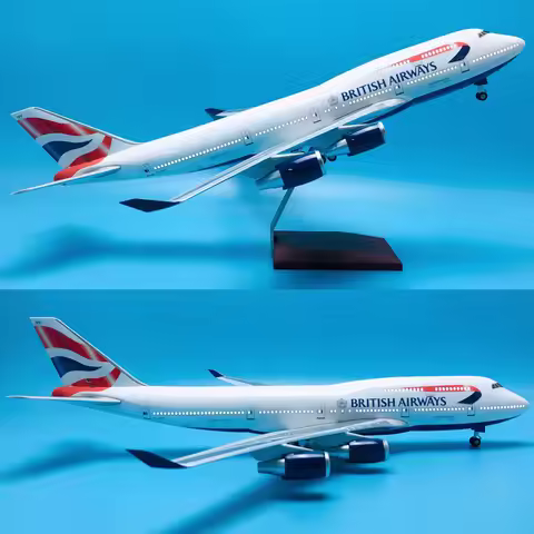 Baza Hot Sale ABS Material 1:150 47cm With Wheels & Led Light Airplane Boeing B747-400 British Airwa
