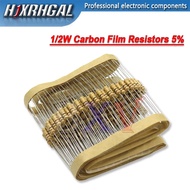 50PCS 1/2W Carbon Film Resistor 5% 24R-3.3K 24R 51R 82R 150R 270R 430R 680R 910R 1K 2.2K 2.7K 3K 3.3