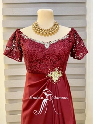 ELEGANT BLUSH PINK SIDE SWAG FORMAL DRESS for Weddings Events Ninang Gown Mother of the Bride Groom 