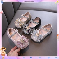 Spring Autumn Girl Princess Shoes Rhinestone Bow Tie Kids Leather Shoe Fashion Causal Sequins Childr