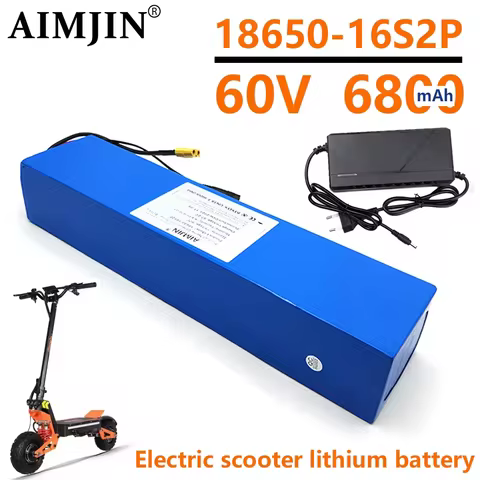 Batterie Lithium-ion 60V 16S2P 18650, 67.2V, 6800mAh, Pour Scooter Électrique, Avec Prise Et Chargeu